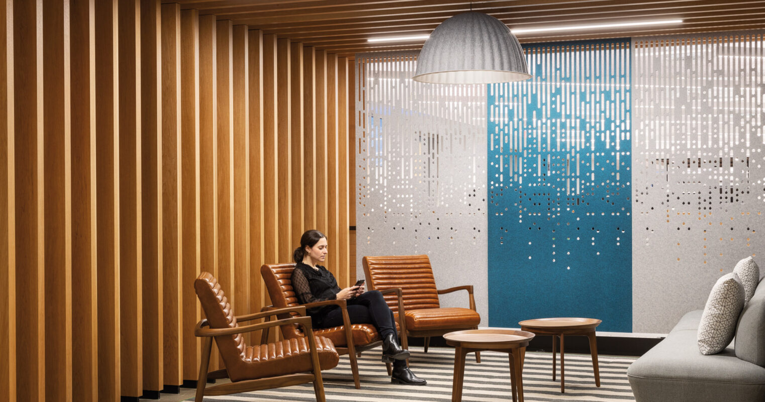 Corporate interior with dramatic lighting